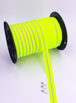 Endlosreißverschluss metallisiert schmal neongelb/silber (1m)